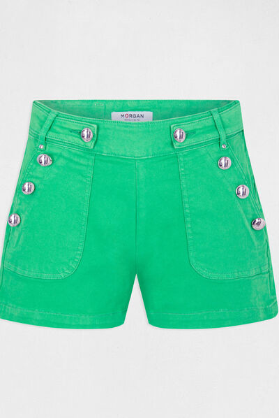 Fitted short with buttons green ladies'