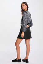 Pleated blouse with V-neck multicolor women