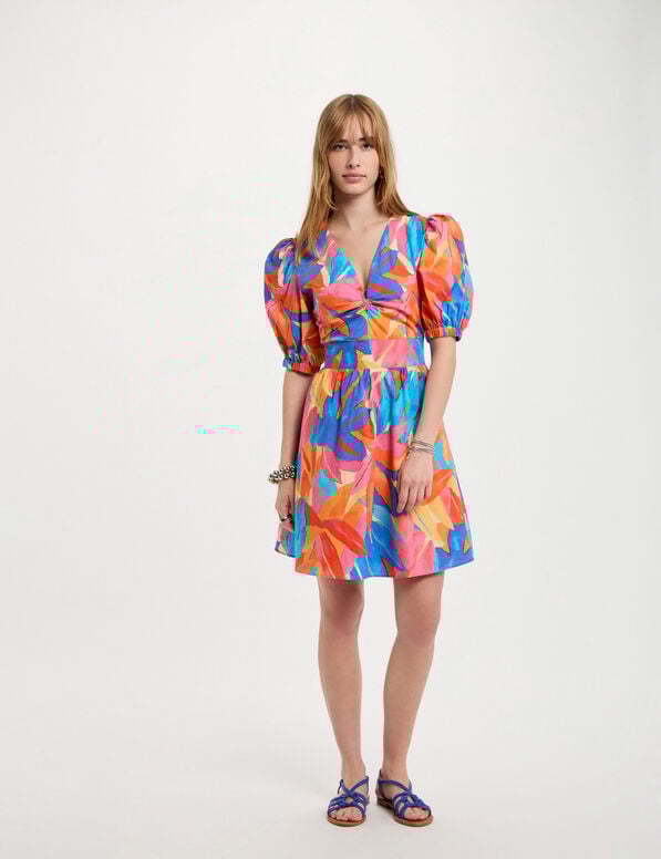 printed mini a line dress multicolor women Printed mini A-line dress multicolor women