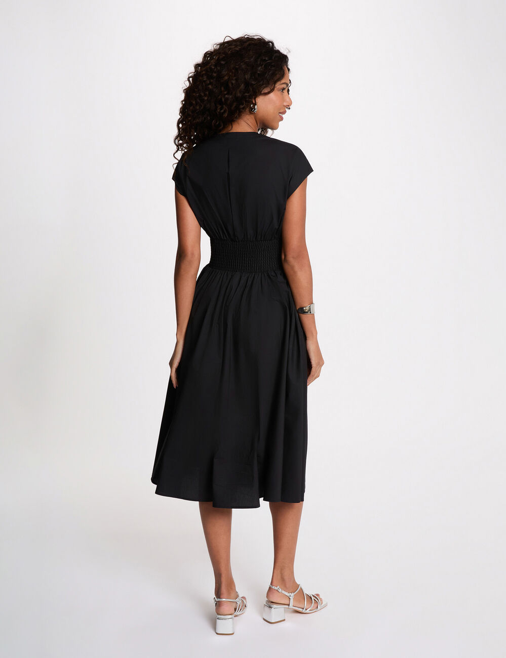 Mid-length dress with V-neck black women
