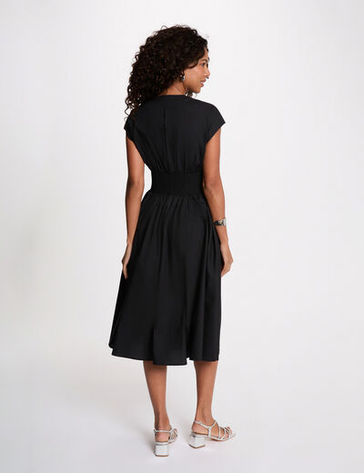 Mid-length dress with V-neck black women