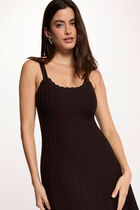 A-line mini knitted dress dark brown women