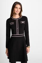 Robe tricot courte ajustée noir femme
