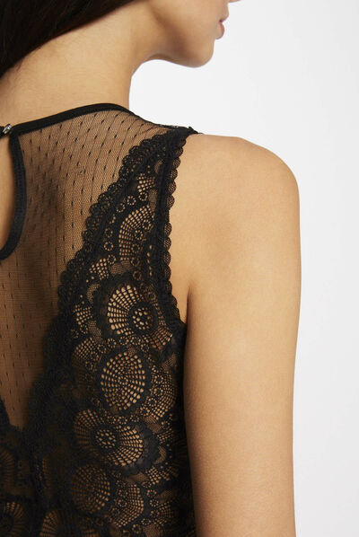 Sleeveless body with lace black ladies'