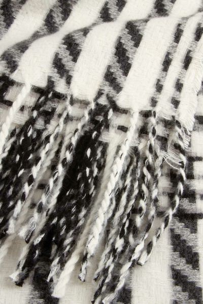 Check print scarf black ladies'