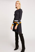Skater dress with contrasting strips navy women