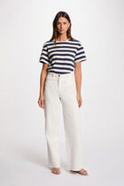 T-shirt manches courtes rayé blanc femme