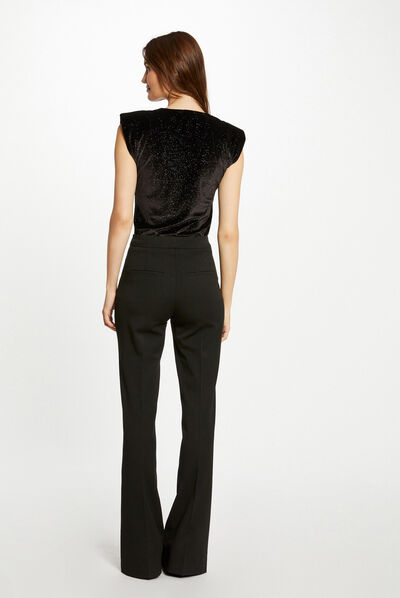 Short-sleeved t-shirt with spangles black ladies'
