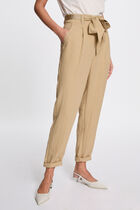 Belted peg trousers beige women