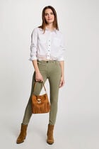 Pantalon slim taille standard vert kaki femme