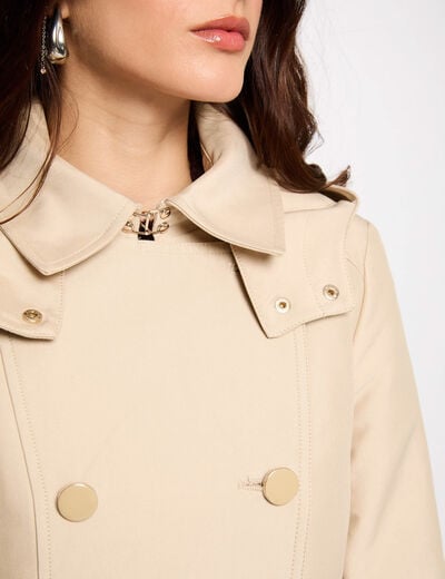 Waisted belted trenchcoat with hood sand women