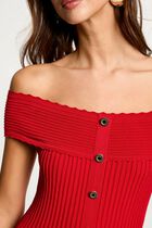 A-line mini knitted dress red women
