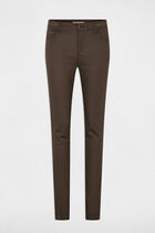 Slim trousers wet effect taupe women