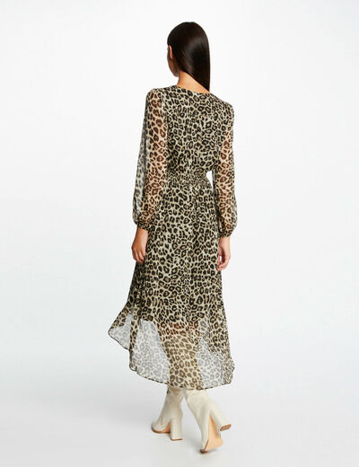 Midi wrap dress leopard print multico ladies'