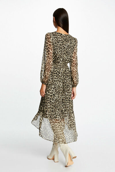 Midi wrap dress leopard print multico ladies'