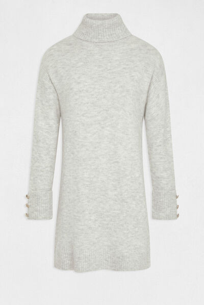 Straight jumper dress with turtleneck mid-grey ladies'