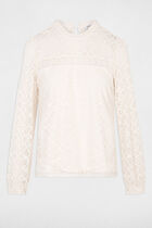 Long-sleeve lace t-shirt ivory women