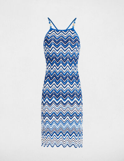 Straight knitted dress jewels electric blue women