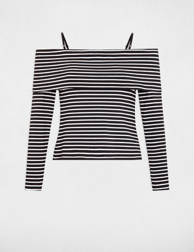 Striped long-sleeved t-shirt ecru ladies'