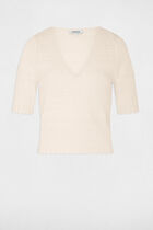 Pull manches courtes ivoire femme
