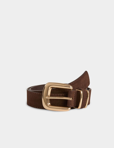 Thin faux leather belt dark brown women