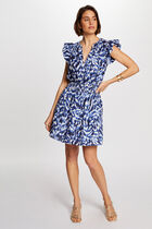 Printed waisted short dress multicolored women