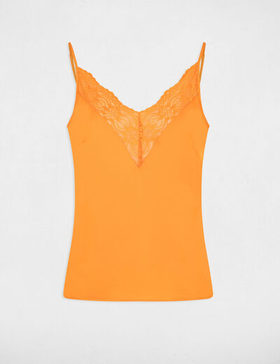 Lace top thin straps orange ladies'