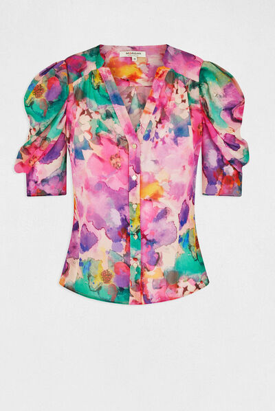 Printed short-sleeved shirt multico ladies'