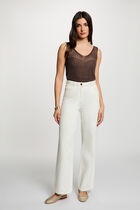 Fitted V-neck tank top dark brown women