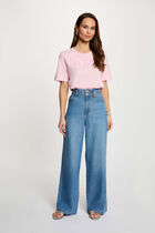 High-waisted wide-leg trousers denim stone women