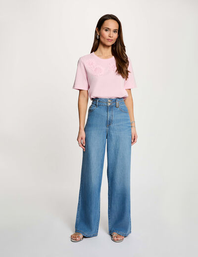 High-waisted wide-leg trousers denim stone women