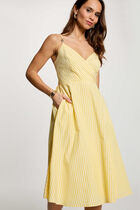 Striped wrap dress light yellow women