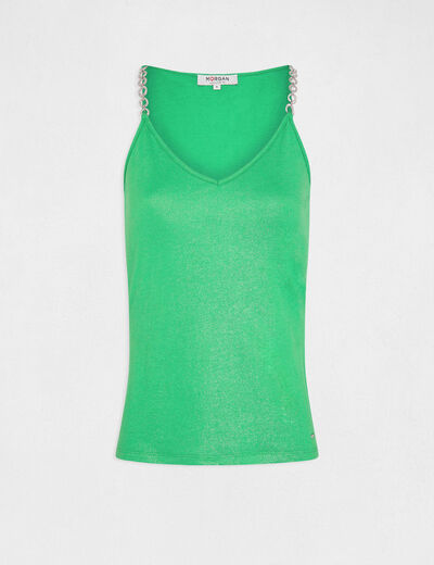 Vest top thin straps with chains green ladies'
