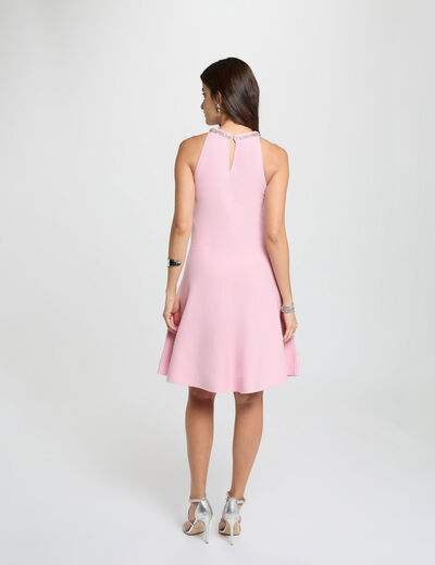 Knitted trapeze dress light pink women