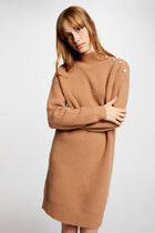Jumper dress high collar camel women