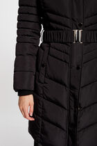 Doudoune longue à capuche noir femme