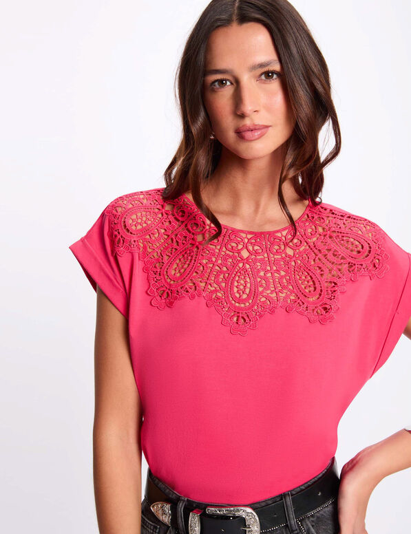 short sleeved t shirt fuchsia pink women Short-sleeved t-shirt fuchsia pink women