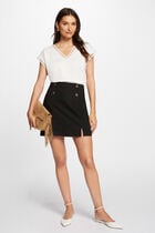 Mini skirt with buttons black women