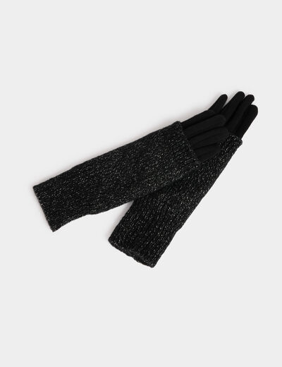 Metallic fingerless gloves black women