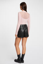 Long-sleeved jumper with high collar light pink women