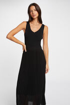 Robe tricot longue cintrée noir femme