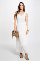 Robe tricot longue cintrée ivoire femme
