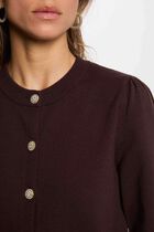 Knitted cardigan round neck dark brown women
