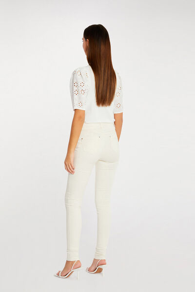 Slim trousers with stretch effect ivory ladies'