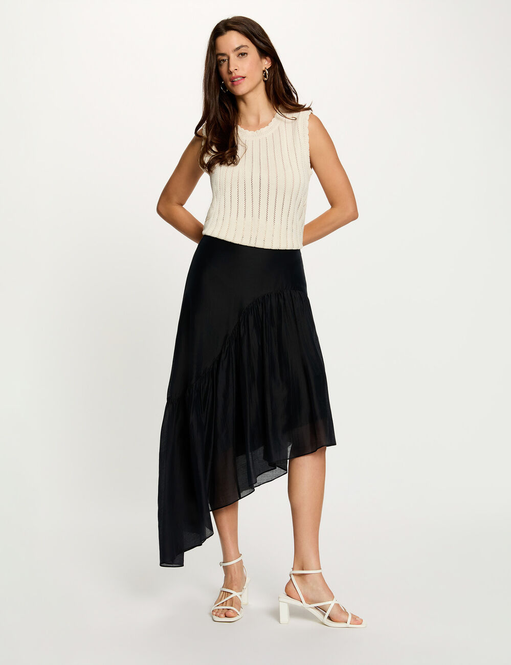 Sleeveless ribbed top cream women