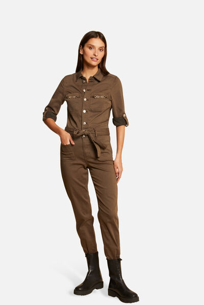 Straight belted jumpsuit  ladies'