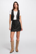 Mini tweed skirt with studs black women
