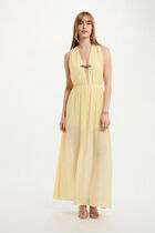 Maxi straight dress pastel yellow women