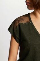 T-shirt manches courtes vert fonce femme