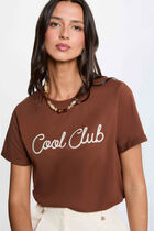 Round neck short-sleeve t-shirt cognac brown women